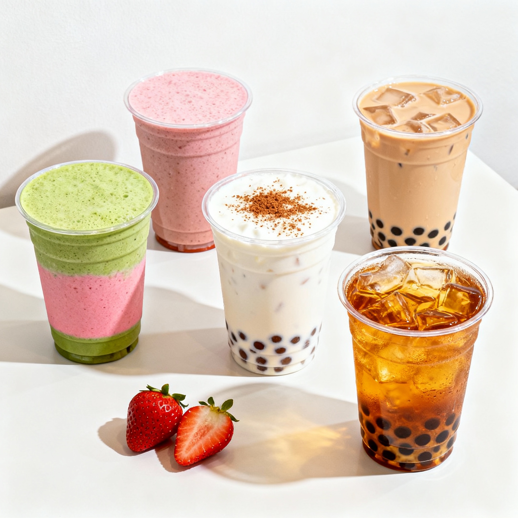 Best Boba Los Angeles - Complete Guide to Top 25+ Shops 9 Boba Guys signature drink selection - strawberry matcha, horchata, milk tea